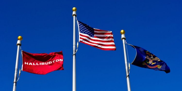 Flags flying at a Halliburton