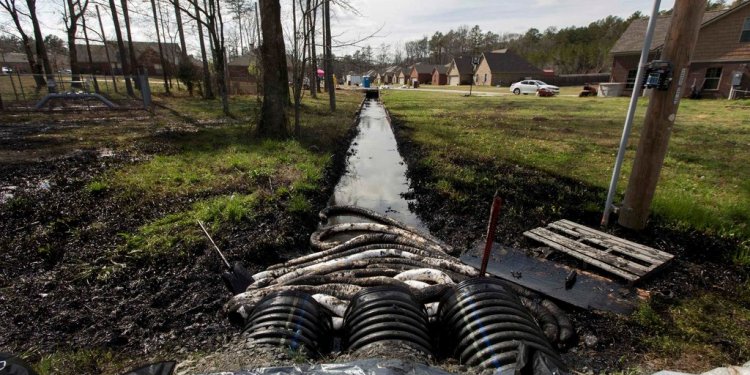 Crude oil in a ditch in