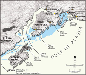 Map of 1989 Exxon Valdez Oil Spill